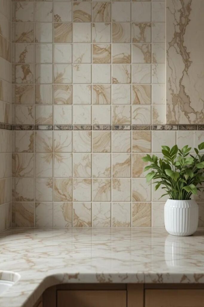 Artisanal ceramic tiles with slight color variations and a glossy glaze.