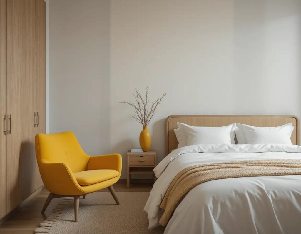 mustard yellow bedroom