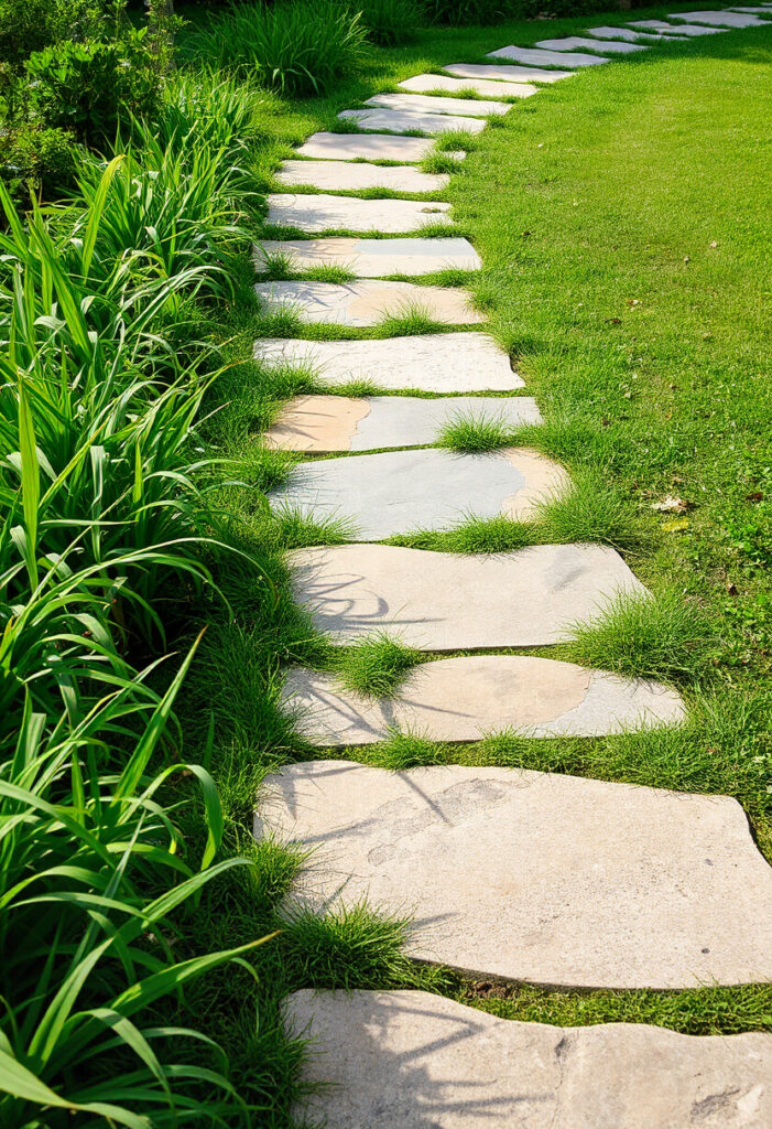 garden path made with stone stepping stones.