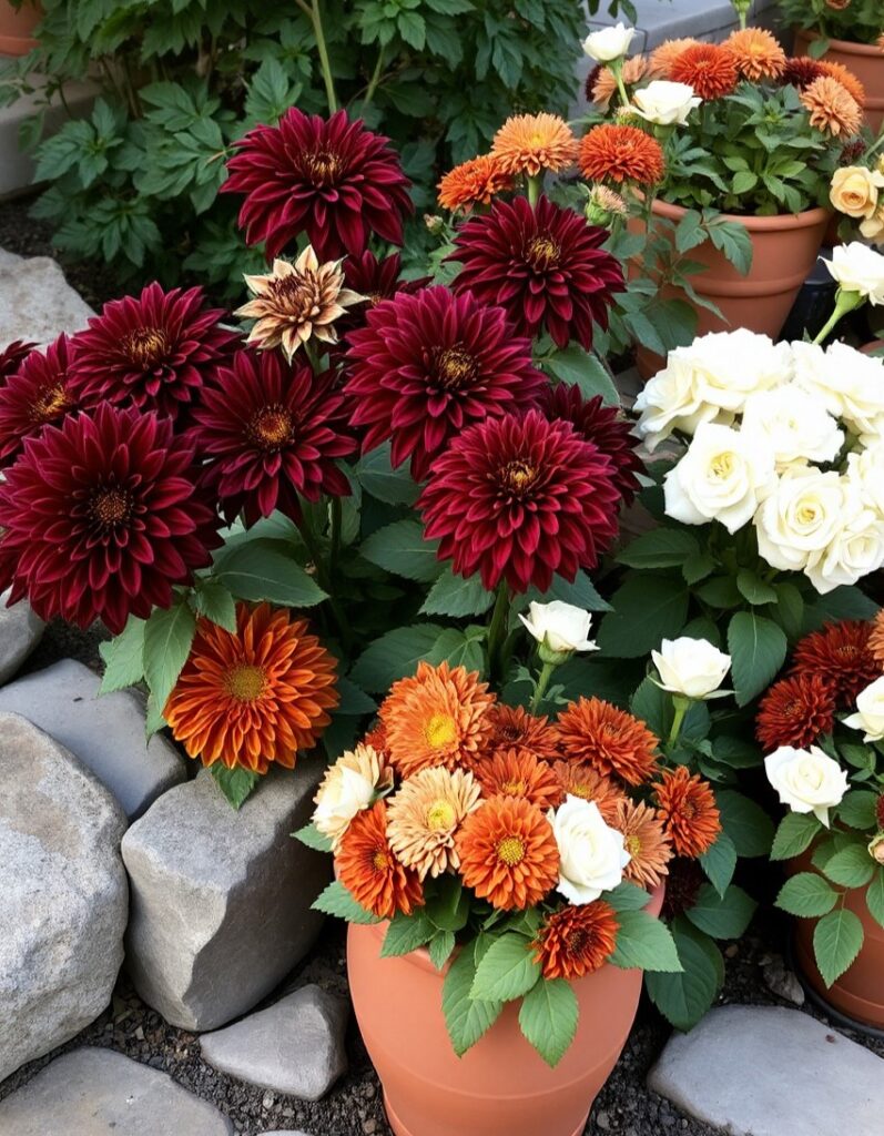 An autumnal garden scene.