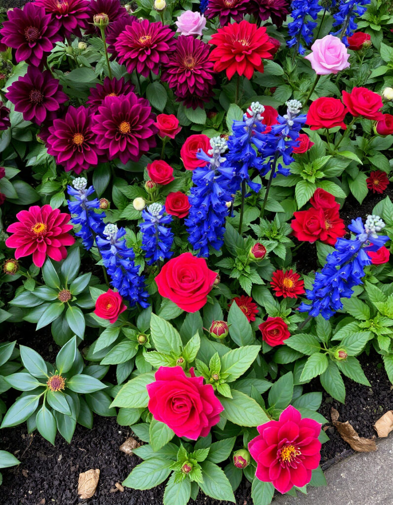 A rich garden bursting with jewel tones.