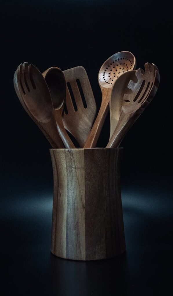 wooden utensil holder