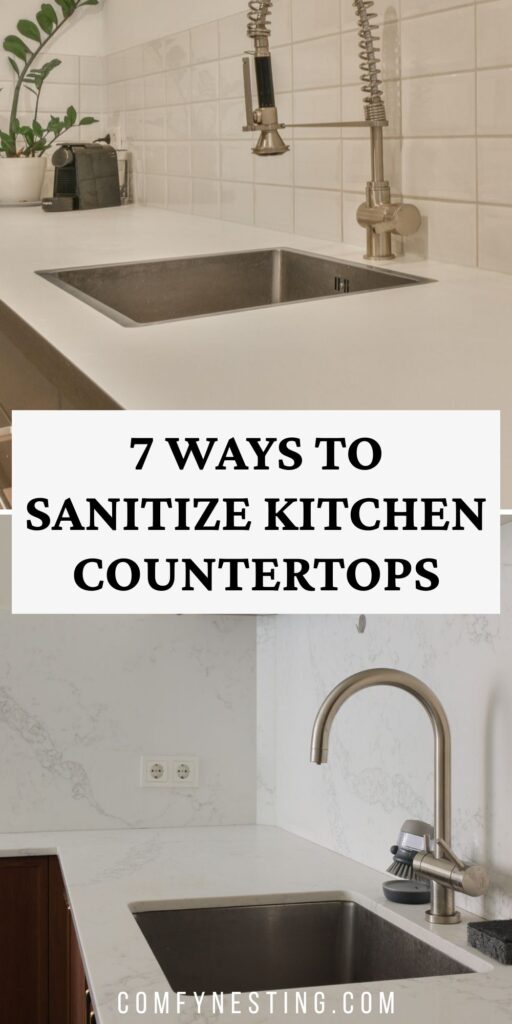 Learn how to sanitize kitchen countertops using bleach, hydrogen peroxide, rubbing alcohol, steam cleaning, and commercial sanitizers.